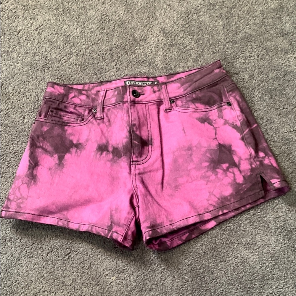 BLACKHEART purple tie dye denim shorts